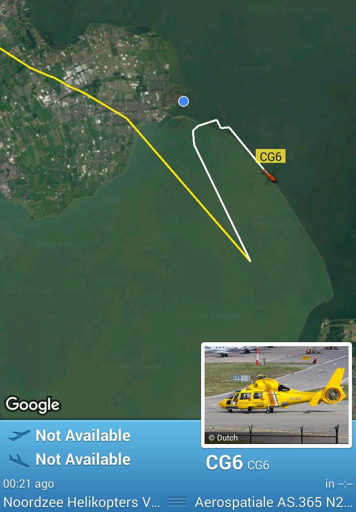Zoekslagen van de SAR Helikopter. KNRM Enkhuizen