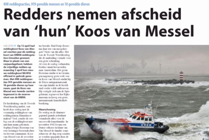 Artikel van 19 april 2017 in het Nieuwsblad IJmuiden, Santpoort en Velserbroek.